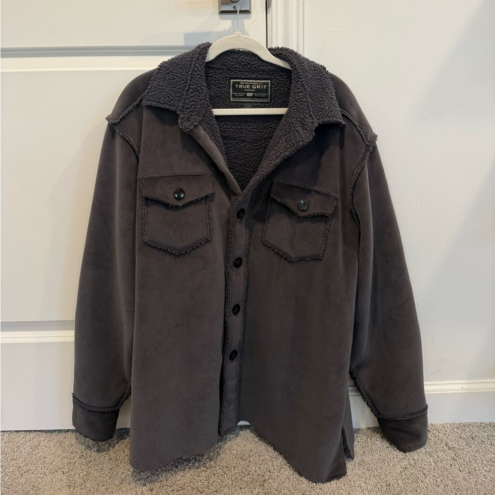 True Grit Men's Charcoal Sherpa Shirt Jacket